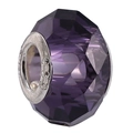 Detail of faceted purple crystal bead with 925 sterling silver core and engraving - Single Large Hole Faceted Bead / Purple