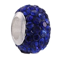 Sparkling dark blue crystal ball charm with four rows of rhinestones for DIY bracelets - Royal Blue
