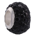 Detail of black crystal charm bead with four rows of rhinestones for DIY bracelets - Black