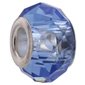 Dark blue faceted crystal bead with a large silver metal core for DIY bracelets - Single Large Hole Faceted Bead / Blue