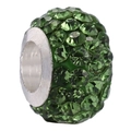 Olive green crystal paved charm bead with 4 rows of rhinestones for DIY bracelet - Green