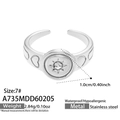 French style hollow geometric open ring with star set zircon in stainless steel finish - US 6 / Star Rhinestone Style (A735) / Steel