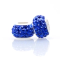 Macro shot of silver plated beads with dark blue pavé crystals for DIY bracelets - Normal Specification / Dark Blue