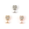 Weinglas-Schmuckanhänger in Silber, Gold und Roségold mit funkelnden Strasssteinen - Weinglas-Stil / Silber