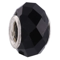 Faceted black resin large hole beads with silver metal core for DIY bracelet making - Normal Specification / Black