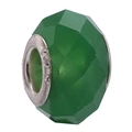 Detail of faceted green resin bead with 925 silver metal core for DIY bracelet making - Normal Specification / Green