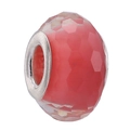 Macro detail of faceted pink resin bead with silver metal core for DIY bracelet making - Normal Specification / Red