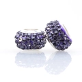 Sparkling dark purple crystal paved beads with silver core for DIY charm bracelets - Normal Specification / Violet