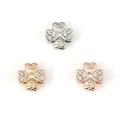 Kleeblatt-Anhänger für Mum und Daughter für 10mm Edelstahl-Armbänder in Roségold - Mutter/Tochter Kleeblatt-Stil / Silber