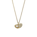 Golden shell necklace featuring a white pearl and sparkling zircon butterfly accents - Golden Pearl Shell (xl002)
