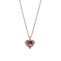 Rose gold heart pendant necklace with purple crystal and zircon stone in variant view - Rose Gold Purple Heart (xl004)