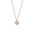 Elegant rose gold heart necklace with dancing stone and tiny zircon accents for women - Rose Gold Dancing Heart (xl006)