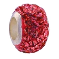 Red crystal paved clay bead with 4 rows of rhinestones for European style bracelets - Red