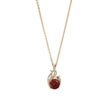 Golden phoenix necklace featuring a large red zircon stone and micro-pave crystals - Golden Red Stone Phoenix (xl0010)