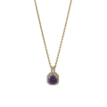 Golden bear necklace with a purple round gemstone and white zircon pavé setting - Golden Purple Square Frame (xl0012)
