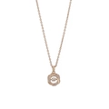 Elegant rose gold necklace with dancing zircon stone in a circular cutout pendant - Rose Gold Dancing Rotation (xl0015)