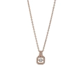 Elegant rose gold necklace featuring a dancing zircon stone and micro-pave bear frame - Rose Gold Dancing Square Round (xl0017)
