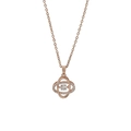Elegant rose gold dancing stone necklace with interlocking double rings and zircon accents - Rose Gold Dancing Double Loop (xl0018)
