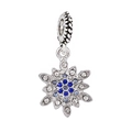 Silver snowflake charm pendant with blue and white cubic zirconia for DIY jewelry making - Deep and Light Blue Rhinestone Snowflake Charm (#5)