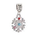 Snowflake pendant charm with white enamel and colorful rhinestones for DIY jewelry - White Enamel Multi-color Rhinestone Snowflake (#10)