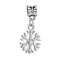 Silver snowflake pendant charm with iridescent rhinestone for DIY jewelry making - Silver Iridescent Rhinestone Large Hole Snowflake (#11)