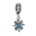 Silver snowflake pendant charm with blue marquise crystals for DIY bracelet and necklace - Silver Light Blue Gemstone Snowflake Charm (#15)