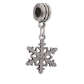 Macro shot of silver vintage snowflake charm with large hole for DIY jewelry making - Retro Silver Snowflake Large Hole Bead (#2)