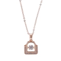 Rose gold necklace with bear shell pearl pendant and shimmering cubic zirconia stones - Rose Gold Dancing Heart Zircon (xl0021)