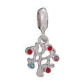 Detailed view of silver tree of life charm with colorful rhinestones for DIY bracelets - Colorful Rhinestone Tree of Life Style (#11)