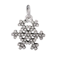 Detailed view of silver snowflake pendant with sparkling cubic zirconia crystals - Pavé Clear Rhinestone Snowflake Charm (#6)