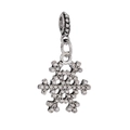 Macro shot of silver snowflake charm with sparkling rhinestones for DIY jewelry making - Retro Textured Ring Snowflake Pendant (#7)