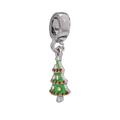 Detail of Christmas tree charm with green enamel, red dots and sparkling rhinestones - Green Enamel Christmas Tree Style (#14)