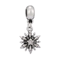 Detail of silver snowflake charm with star center and crystal for DIY jewelry - Retro Five-pointed Star Snowflake Bead (#9)
