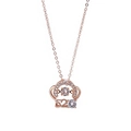 Rose gold crown necklace with 520 motif and sparkling zircon dancing heart pendant - Rose Gold Crown 520 (xl0023)