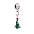 Detailed Christmas tree charm with green enamel and red crystal for DIY bracelets - Inlaid Christmas Tree Style (#15)