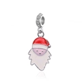 Detailed view of silver-plated Santa Claus charm with festive red and white enamel - Santa Claus Enamel Style (#19)