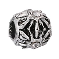 Macro view of vintage silver snowflake charm bead with rhinestones for DIY bracelets - Antique Silver Spherical Hollow Large Hole Bead (#17)