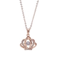 Rose gold crown pendant necklace with sparkling centerpiece zircon on white background - Rose Gold Dancing Crown (xl0025)