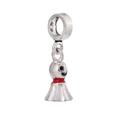 Silver Teru Teru Bozu charm with red and black enamel detail for DIY charm bracelets - Teru Teru Bozu Style (#21)