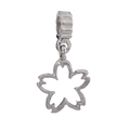 Close-up of a silver hollow cherry blossom charm with large textured ring for DIY jewelry - Sakura Hollow Style (#22)