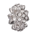 Macro detail of silver floral snowflake charm bead with sparkling cubic zirconia stones - Three-dimensional Faceted Rhinestone Floral Accessory (#20)