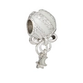 Detail of silver hot air balloon charm with white enamel and star moon pendants - Hot Air Balloon Star Moon Style (#24)