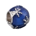 Blauwe emaille kerst sneeuwvlok bedel voor DIY armbanden in gepolijst zilver finish - Blauwe Sneeuwvlok Bal (#5)