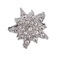 Close-up of a silver snowflake pendant bead with sparkling white rhinestones for DIY jewelry - Silver Radial Pavé White Stone Snowflake (#22)