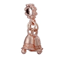 Macro shot of rose gold double bell charms with engraved bail for DIY jewelry - Rose Gold Double Bell Style (#29)