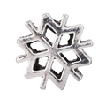 Macro detail of snowflake charm pendant with vintage hollow design for DIY jewelry - Antique Silver Hollow 3D Snowflake Pendant (#27)