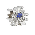 Detailed view of snowflake pendant with blue and clear crystals for DIY jewelry making - Multi-layer Inlaid Blue White Rhinestone Snowflake (#29)