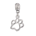 Silver hollow animal paw print charm with Fashion engraved ring for DIY jewelry making - Hollow Fashion Paw Print Style (#36)