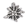 Detailed view of silver vintage snowflake charm with sparkling white zircon stones - Silver Retro Pavé White Stone Floral Charm (#30)