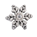 Macro view of vintage silver snowflake charm with a sparkling central cubic zirconia stone - Retro Silver Single Rhinestone Snowflake (#33)